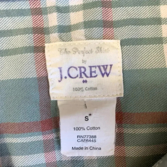 J. Crew Perfect Shirt Western Plaid Button Up Long Sleeves Size S Green Cotton - Picture 15 of 15